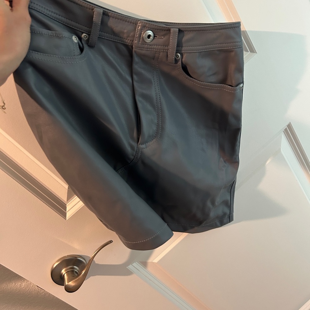 Gray Faux Leather Mini Skirt